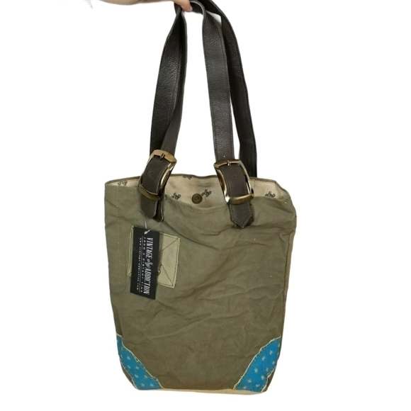 Vintage Addiction bucket bag made from vintage military tents New - Picture 1 of 5